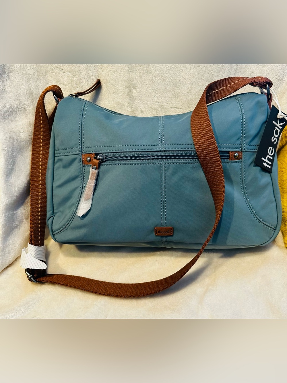 The Sak Esperato Nylon Hobo Crossbody Shoulder Travel Bag Blue Denim NWT Resort